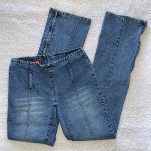 Zana Di low rise Y2K jeans denim back zipper belt loops flares with zippers sz 3